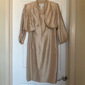 Davids’s Bridal Champagne Beaded Dress with Jacket